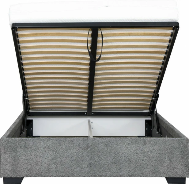 Łóżko tapicerowane 140 Cloudi (boucle grafit) ze stelażem i pojemnikiem