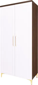 Szafa z półkami i drążkiem Hawana (biały lakier mat/orzech Foresta)