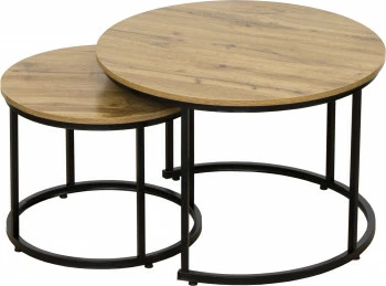 Zestaw dwóch stolików Sieno (czarny/dąb)
