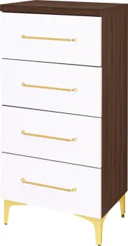 Komoda 50 z 4 szufladami Bari (biały połysk/orzech Foresta)