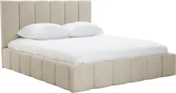 Łóżko tapicerowane Bianko 160 (boucle beż) ze stelażem i pojemnikiem