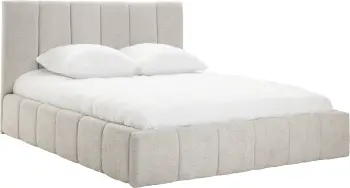 Łóżko tapicerowane Bianko 160 (boucle szary) ze stelażem i pojemnikiem