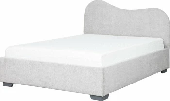 Łóżko tapicerowane 140 Cloudi (boucle szary) ze stelażem i pojemnikiem