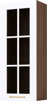 Szafka 40 górna witryna prawa wys.100cm. Laurencja (biały lakier mat/orzech Foresta)