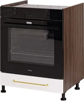 Szafka 60 dolna zabudowa piekarnika z easy boxy Laurencja (biały lakier mat/orzech Foresta)
