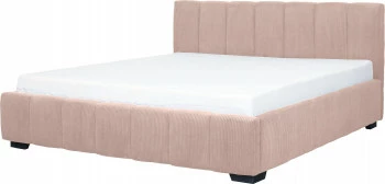 Łóżko tapicerowane 180 Mindy (sztruks róż) ze stelażem i pojemnikiem