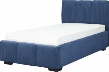 Łóżko tapicerowane 90 Mindy (sztruks granat) ze stelażem i pojemnikiem