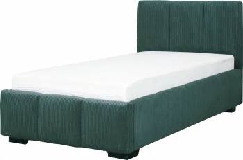 Łóżko tapicerowane Mindy 90 (sztruks zielony) ze stelażem i pojemnikiem
